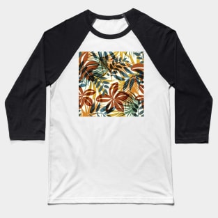 Hawaiian Tropical Leaves Baseball T-Shirt